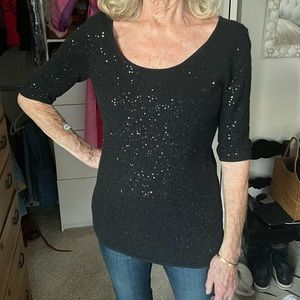 Neiman Marcus sequin 1/2 sleeve sweater